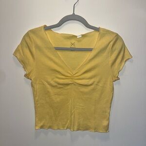 PacSun Yellow Ruched Crop T-Shirt